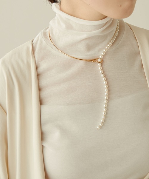 PAPILLONNER（パピヨネ）の「パールコンビチョーカー/PAPILLONNER/パピヨネ（チョーカー・レディース・ゴールド/クリア・FREE）」の6枚目の写真