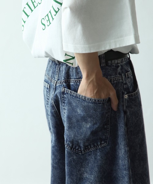 NILWAY（ニルウェイ）の「センターフリンジ カットオフデニムパンツ/サイドフリンジ カットオフデニムパンツ（デニムパンツ・メンズ・サックスブルー/ブラック/ダークブラック/グレー/ミント/ライトグレー/ダークパープル/サックスブルー系/ブラック系/ブラック系1・SMALL/MEDIUM/LARGE）」の16枚目の写真