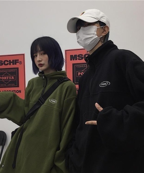 almo（アルモ）の「ハーフジップフリースプルオーバー(BQ)（パーカー・レディース・ブラック/カーキ・FREE）」の7枚目の写真