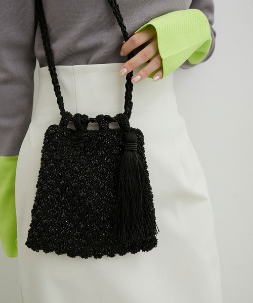 ADAM ET ROPE'（アダムエロペ）の「【ANAN'S】CROCHET CUTDANA FLORAL POUCH（ハンドバッグ・レディース・ブラック/シルバー・FREE）」の9枚目の写真