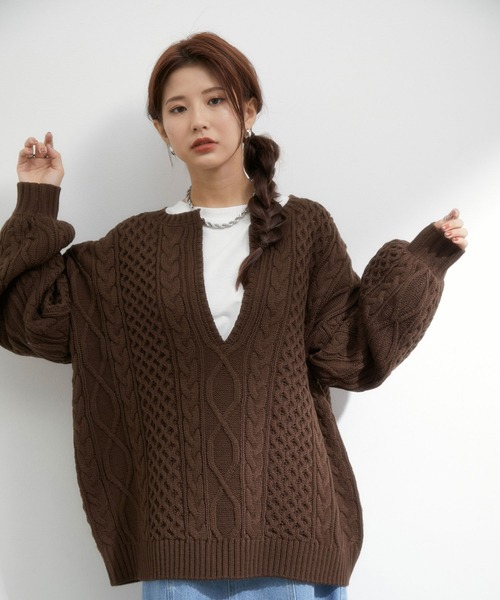 vis-`a-vis(ビサビ)の「【WEB限定】大人カジュアルに決まる!肉厚ニット&美シルエットのデニムセット(デニムパンツ・レディース・その他2/その他3・M)」の3枚目の写真