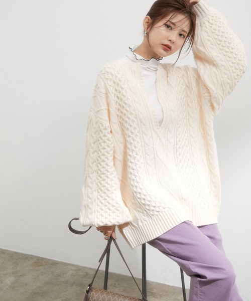 vis-`a-vis(ビサビ)の「【WEB限定】大人カジュアルに決まる!肉厚ニット&美シルエットのデニムセット(デニムパンツ・レディース・その他2/その他3・M)」の4枚目の写真