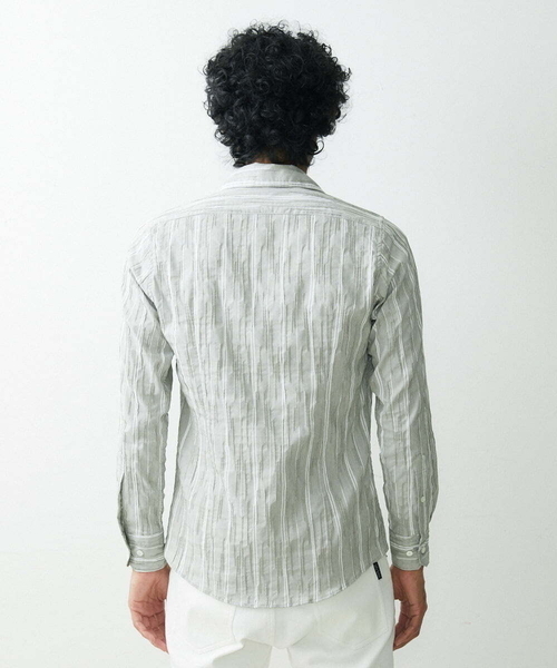 MICHEL KLEIN HOMME (ミッシェルクランオム)の「【2023年モデル】《日本製》ストライプタックシャツ(シャツ/ブラウス・メンズ・ブルー/カーキ・MEDIUM/X-LARGE/LARGE)」の6枚目の写真