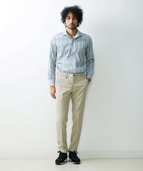 MICHEL KLEIN HOMME (ミッシェルクランオム)の「【2023年モデル】《日本製》ストライプタックシャツ(シャツ/ブラウス・メンズ・ブルー/カーキ・MEDIUM/X-LARGE/LARGE)」の15枚目の写真