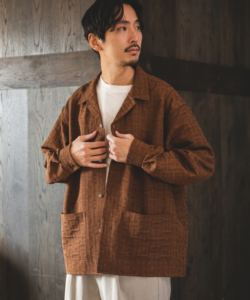 JOURNAL STANDARD(ジャーナルスタンダード)の「Swell UP ジャガードCPO シャツジャケット(シャツ/ブラウス・メンズ・ネイビー/ブラウン/ラベンダー・LARGE/MEDIUM)」の2枚目の写真
