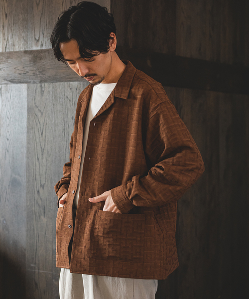 JOURNAL STANDARD(ジャーナルスタンダード)の「Swell UP ジャガードCPO シャツジャケット(シャツ/ブラウス・メンズ・ネイビー/ブラウン/ラベンダー・LARGE/MEDIUM)」の6枚目の写真