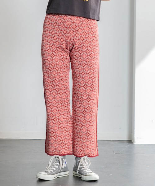 AMERICAN RAG CIE（アメリカンラグシー）の「キカガクニットジャガードパンツ（その他パンツ・レディース・レッド/ブラウン・FREE）」の7枚目の写真