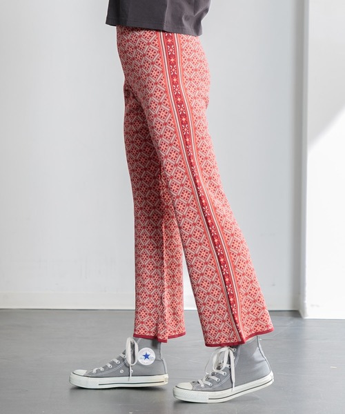 AMERICAN RAG CIE（アメリカンラグシー）の「キカガクニットジャガードパンツ（その他パンツ・レディース・レッド/ブラウン・FREE）」の8枚目の写真
