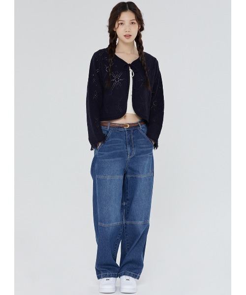 ROMANTIC CROWN（ロマンティッククラウン）の「A'GEM/9 × .kom『ROMANTIC CROWN/ロマンティッククラウン』PUNCHING RIBBON CARDIGAN/パンチングリボンカーディガン（カーディガン/ボレロ・レディース・アイボリー/ネイビー・M）」の7枚目の写真