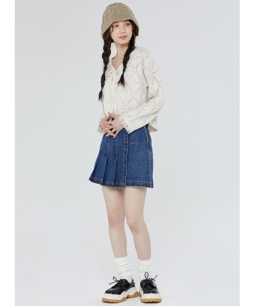 ROMANTIC CROWN（ロマンティッククラウン）の「A'GEM/9 × .kom『ROMANTIC CROWN/ロマンティッククラウン』PUNCHING RIBBON CARDIGAN/パンチングリボンカーディガン（カーディガン/ボレロ・レディース・アイボリー/ネイビー・M）」の5枚目の写真