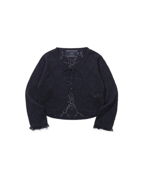 ROMANTIC CROWN（ロマンティッククラウン）の「A'GEM/9 × .kom『ROMANTIC CROWN/ロマンティッククラウン』PUNCHING RIBBON CARDIGAN/パンチングリボンカーディガン（カーディガン/ボレロ・レディース・アイボリー/ネイビー・M）」の12枚目の写真