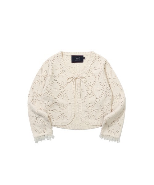 ROMANTIC CROWN（ロマンティッククラウン）の「A'GEM/9 × .kom『ROMANTIC CROWN/ロマンティッククラウン』PUNCHING RIBBON CARDIGAN/パンチングリボンカーディガン（カーディガン/ボレロ・レディース・アイボリー/ネイビー・M）」の10枚目の写真