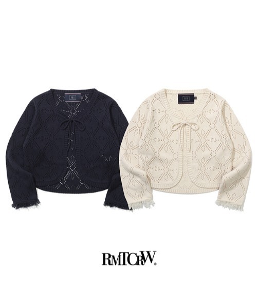 ROMANTIC CROWN（ロマンティッククラウン）の「A'GEM/9 × .kom『ROMANTIC CROWN/ロマンティッククラウン』PUNCHING RIBBON CARDIGAN/パンチングリボンカーディガン（カーディガン/ボレロ・レディース・アイボリー/ネイビー・M）」の9枚目の写真