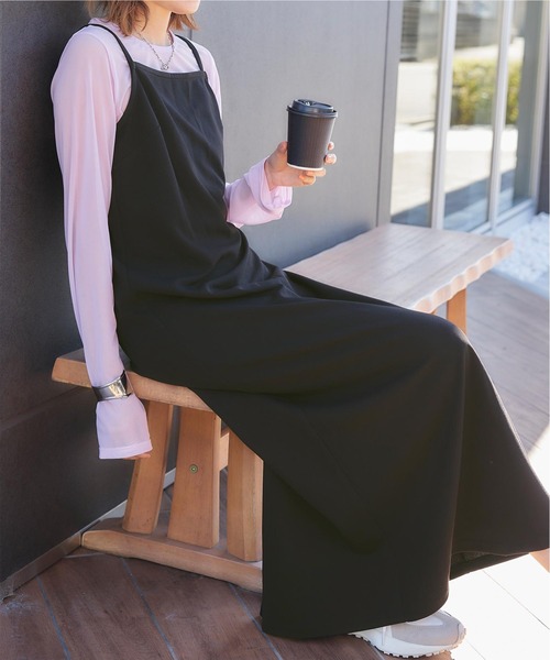 titivate（ティティベイト）の「ストレートシルエットキャミソールワンピース（ワンピース・レディース・ベージュ系その他/ライトグリーン/ブラック・L/M/S）」の7枚目の写真
