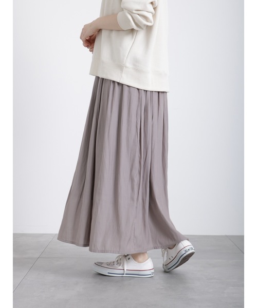 Samansa Mos2 blue（サマンサモスモスブルー）の「ギャザースカート（スカート・レディース・ベージュ/ブルー/チャコール・ﾌﾘ-）」の3枚目の写真