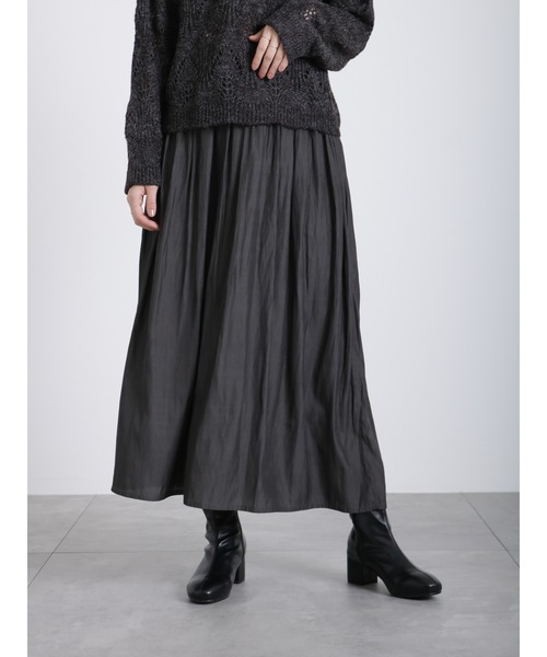 Samansa Mos2 blue（サマンサモスモスブルー）の「ギャザースカート（スカート・レディース・ベージュ/ブルー/チャコール・ﾌﾘ-）」の2枚目の写真