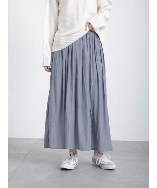 Samansa Mos2 blue（サマンサモスモスブルー）の「ギャザースカート（スカート・レディース・ベージュ/ブルー/チャコール・ﾌﾘ-）」の6枚目の写真