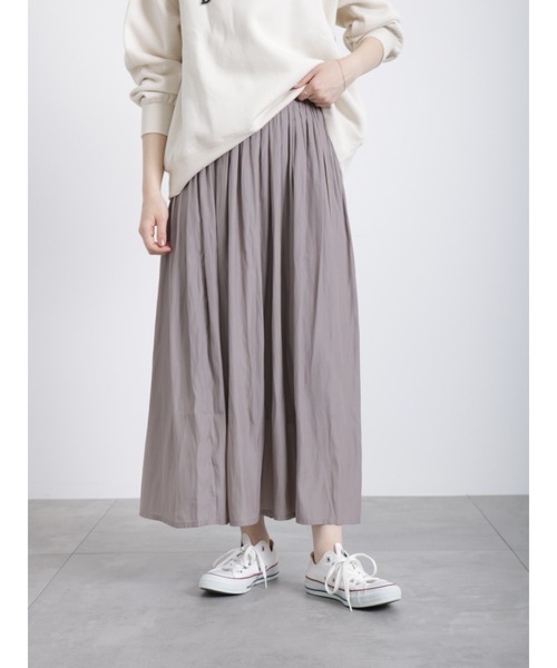 Samansa Mos2 blue（サマンサモスモスブルー）の「ギャザースカート（スカート・レディース・ベージュ/ブルー/チャコール・ﾌﾘ-）」の5枚目の写真