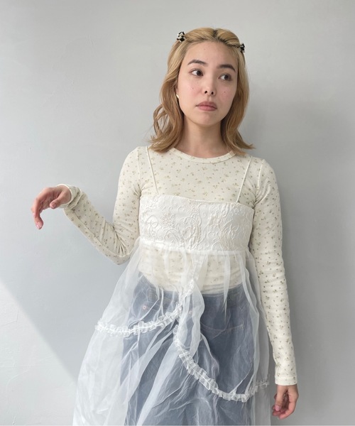 SANSeLF(サンセルフ)の「フラワーパターンサーマルトップス【SANSeLF】 sanw23s018(Tシャツ/カットソー・レディース・ブルー/ピンク・FREE)」の17枚目の写真