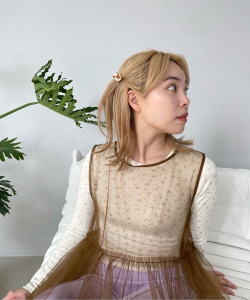 SANSeLF(サンセルフ)の「フラワーパターンサーマルトップス【SANSeLF】 sanw23s018(Tシャツ/カットソー・レディース・ブルー/ピンク・FREE)」の6枚目の写真