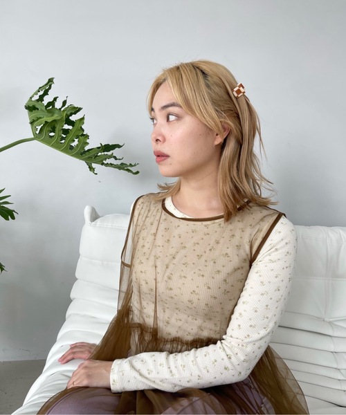 SANSeLF(サンセルフ)の「フラワーパターンサーマルトップス【SANSeLF】 sanw23s018(Tシャツ/カットソー・レディース・ブルー/ピンク・FREE)」の21枚目の写真