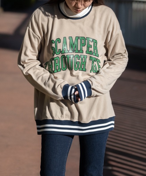 JOHN'S CLOSET（ジョンズクローゼット）の「【40I】ダンボールニット ルーズシルエット プリントスウェット（スウェット・メンズ・ベージュ系その他/グリーン系その他/グリーン/ブラック/グレー/チャコールグレー/ベージュ/ネイビー・MEDIUM/LARGE/X-LARGE）」の5枚目の写真