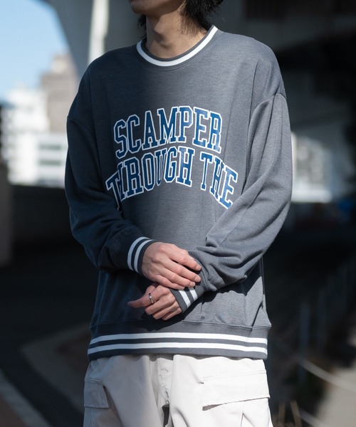 JOHN'S CLOSET（ジョンズクローゼット）の「【40I】ダンボールニット ルーズシルエット プリントスウェット（スウェット・メンズ・ベージュ系その他/グリーン系その他/グリーン/ブラック/グレー/チャコールグレー/ベージュ/ネイビー・MEDIUM/LARGE/X-LARGE）」の17枚目の写真