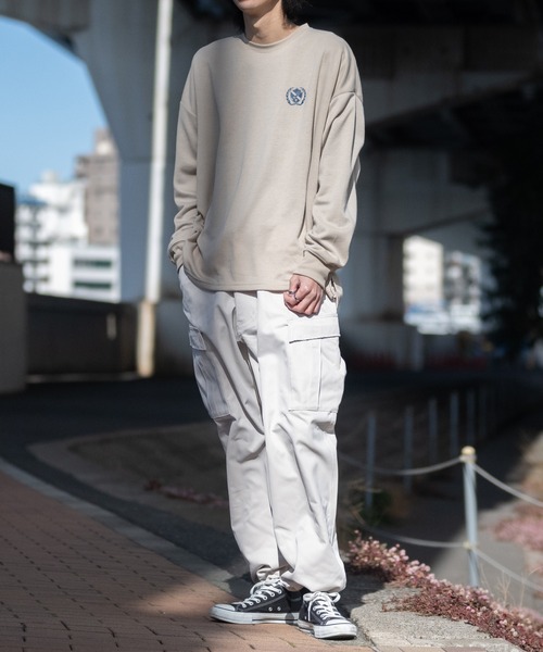 JOHN'S CLOSET（ジョンズクローゼット）の「【40I】ダンボールニット ルーズシルエット プリントスウェット（スウェット・メンズ・ベージュ系その他/グリーン系その他/グリーン/ブラック/グレー/チャコールグレー/ベージュ/ネイビー・MEDIUM/LARGE/X-LARGE）」の14枚目の写真