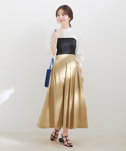 【洗える】ボリュームタックフレアスカート