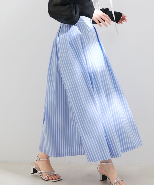 【洗える】ボリュームタックフレアスカート