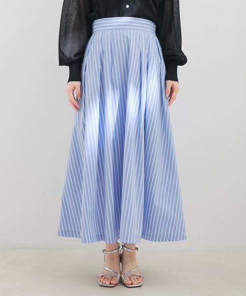 【洗える】ボリュームタックフレアスカート