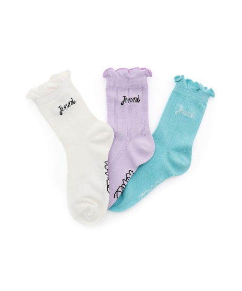 JENNI(ジェニィ)の「メロー透かし柄クルーソックス(ソックス/靴下・キッズ・オフホワイト/ミント/ラベンダー・19-21cm/22-24cm)」の4枚目の写真