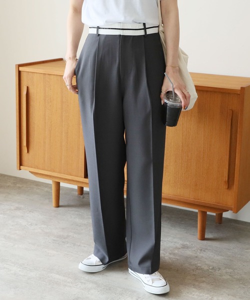 reca(レカ)の「マーベルトタックパンツ(その他パンツ・レディース・チャコール/サンドベージュ・S/M)」の3枚目の写真