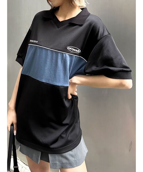 EMODA(エモダ)の「ジャージオーバーボックストップ(Tシャツ/カットソー・レディース・アイボリー/ブラック/ネイビー・FREE)」の15枚目の写真
