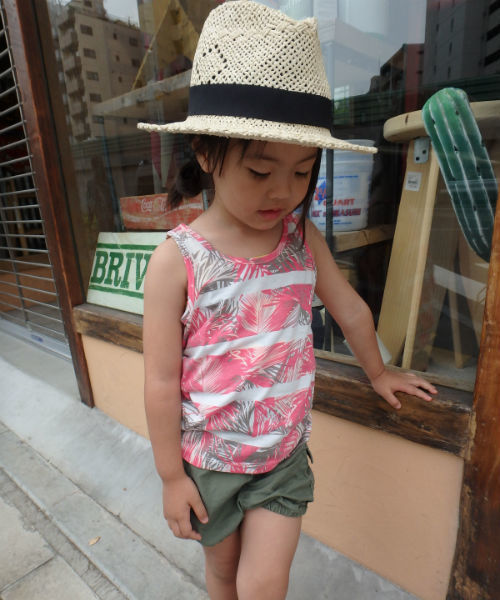 AZUL by moussy（アズールバイマウジー）の「30/-TC天竺リーフボーダータンク（タンクトップ・キッズ・ブラック系その他/ダークネイビー/ピンク系その他・100/120/130/150/110/140）」の3枚目の写真