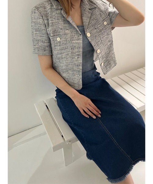 Jewelobe(ジュエローブ)の「グラデーションデニム肩フリルタイトワンピース(ワンピース・レディース・ブルー・M/S)」の14枚目の写真
