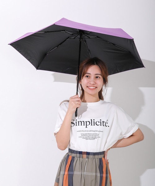 Bou Jeloud（ブージュルード）の「コンパクト日傘（折りたたみ傘・レディース・グレイッシュベージュ/ブラック/パープル・ONESIZE）」の6枚目の写真