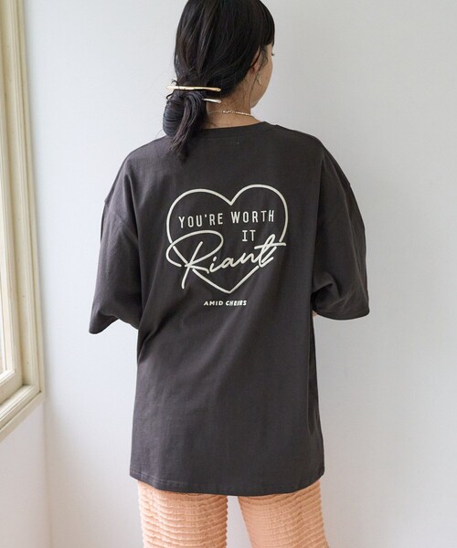 FREAK'S STORE（フリークスストア）の「ハートロゴTシャツ（Tシャツ/カットソー・レディース・オフホワイト/チャコールグレー・ﾌﾘ-）」の2枚目の写真