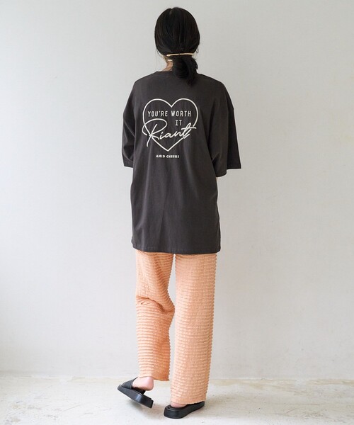 FREAK'S STORE（フリークスストア）の「ハートロゴTシャツ（Tシャツ/カットソー・レディース・オフホワイト/チャコールグレー・ﾌﾘ-）」の6枚目の写真