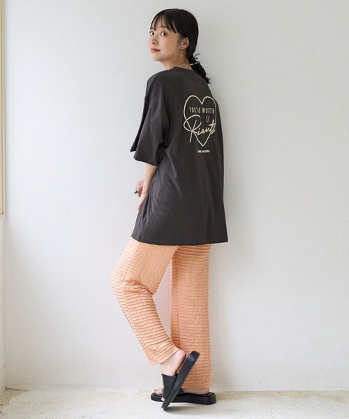 FREAK'S STORE（フリークスストア）の「ハートロゴTシャツ（Tシャツ/カットソー・レディース・オフホワイト/チャコールグレー・ﾌﾘ-）」の10枚目の写真