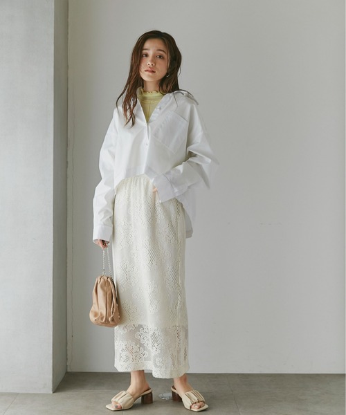 NANO universe（ナノユニバース）の「WEB限定 パールボタンクロップドシャツ（シャツ/ブラウス・レディース・ピンク/ホワイト/サックスブルー・FREE）」の8枚目の写真