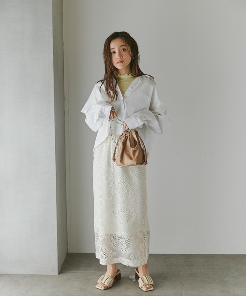 NANO universe（ナノユニバース）の「WEB限定 パールボタンクロップドシャツ（シャツ/ブラウス・レディース・ピンク/ホワイト/サックスブルー・FREE）」の9枚目の写真