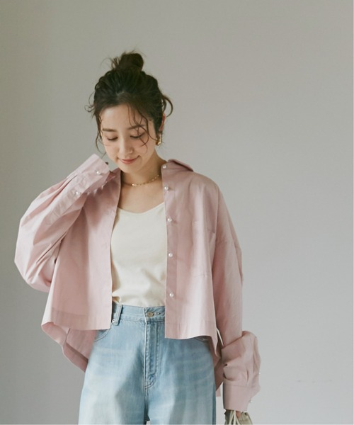 NANO universe（ナノユニバース）の「WEB限定 パールボタンクロップドシャツ（シャツ/ブラウス・レディース・ピンク/ホワイト/サックスブルー・FREE）」の11枚目の写真