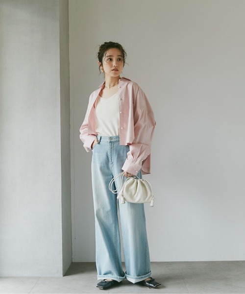 NANO universe（ナノユニバース）の「WEB限定 パールボタンクロップドシャツ（シャツ/ブラウス・レディース・ピンク/ホワイト/サックスブルー・FREE）」の16枚目の写真