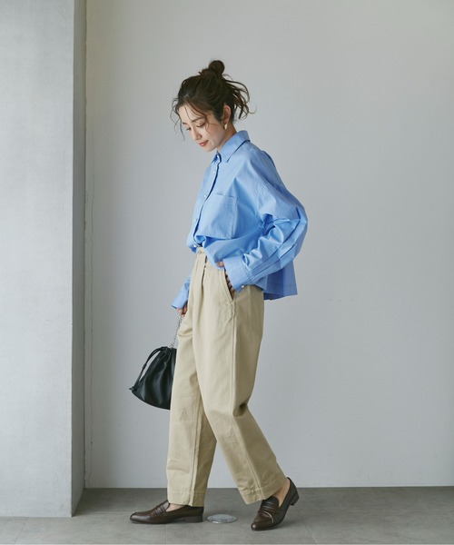 NANO universe（ナノユニバース）の「WEB限定 パールボタンクロップドシャツ（シャツ/ブラウス・レディース・ピンク/ホワイト/サックスブルー・FREE）」の20枚目の写真