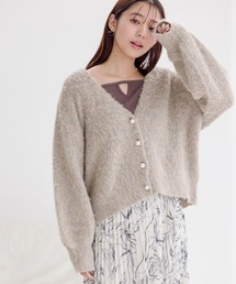mysty woman | ふわふわメランジシャギーVカーデ 971372(カーディガン/ボレロ)