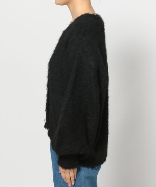 mysty woman(ミスティウーマン)の「ふわふわメランジシャギーVカーデ 971372(カーディガン/ボレロ・レディース・ブルー/オレンジ系その他/ブラック/モカ・FREE)」の20枚目の写真