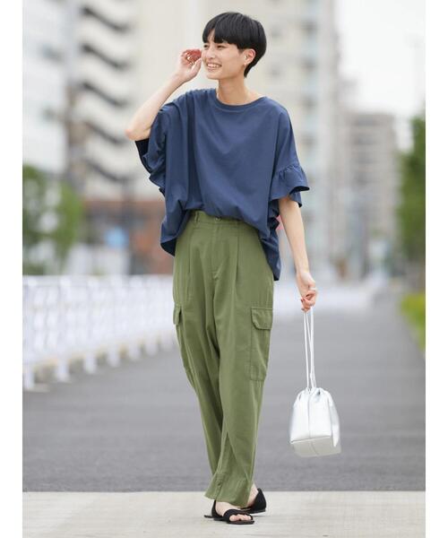 AMERICAN HOLIC(アメリカンホリック)の「袖フリルカットプルオーバー(Tシャツ/カットソー・レディース・ブラック系その他4/ネイビー/オフホワイト/グリーン系その他・M/L)」の12枚目の写真