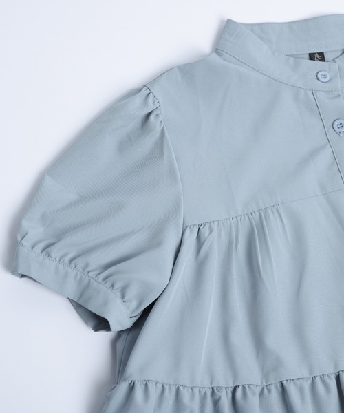 SUGAR BISKET（シュガービスケット）の「パフ袖ティアードワンピース（ワンピース・レディース・ブラック/ブルーグレー/ホワイト系その他/ブラック系その他・M/L）」の10枚目の写真