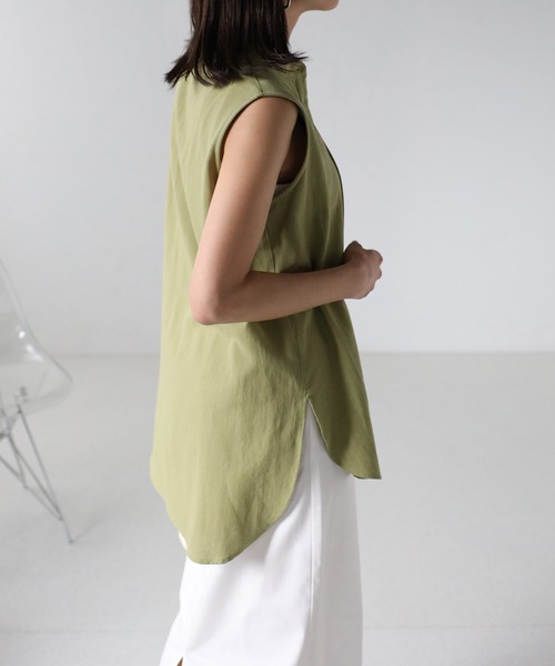 EASEBLUE（イーズブルー）の「ノースリブラウス【ボウタイ付き】（シャツ/ブラウス・レディース・ブラック/オフホワイト/カーキ・FREE）」の21枚目の写真